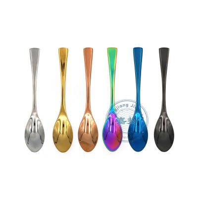 China (JYKT-CS007) Wholesale Stainless Steel Titanium Coating Chef Spoon Colorful Stocked Dumpling Rock Spoon With Deep Bowl for sale