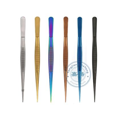 China (JYKTT-A134) 8 Inch Workable Head Straight Tweezer with Colored Running Stainless Steel Fine Point Tip Wholesales for sale