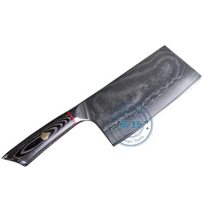 China (Z3530) 7 Inch Professional Chinese Damascus Steel Kitchen Cleaver Knife Viable Cleaver Knife With Laser Pattern for sale