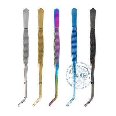 China Durable 18/8 Stainless Steel Multi Duty Round Tip Tweezers (JYKTT-A133) For Tea And Cups With Colorful Titanium Coating for sale