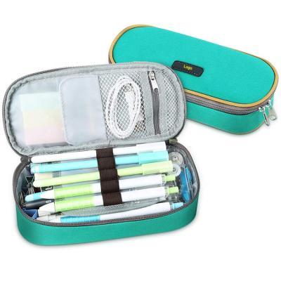 China High Quality Zipper Closure Mesh Pocket Durable Students Stationery Pencil Case with Double Zipper Pen Holder for School/Office for sale