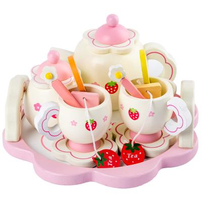 China Eco-Friendly Material Kindergarten Children Educational Pretend Play Kitchen Toy New Arrival Wooden Tea Set For Children for sale