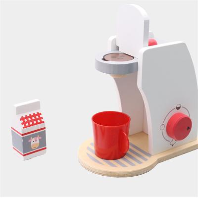 China Toy Coffee Machine Pretend Modern Factory Play Kids Educational Wooden Kitchen Toy Supply Eco-friendly Material for sale