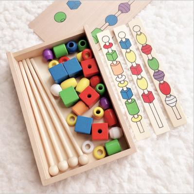 China Playing Hot New Fashion Montessori Funny Kids Game Early Educational Toys Children String Wooden Beads for sale