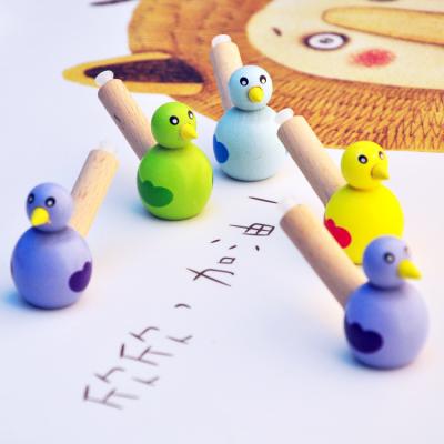 China Early Educational Wooden Toy Cartoon Colorful Bird Funny Kids Whistle Eco-friendly Material Small Animals Musical Instrument for sale