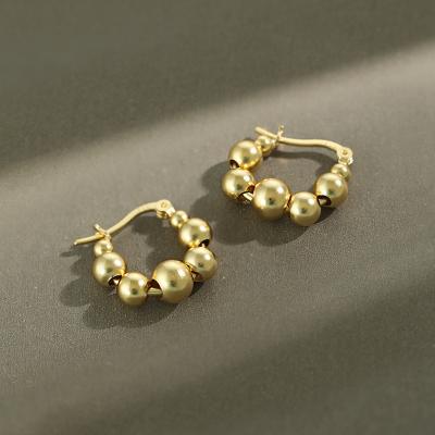 China 2022 Trendy popular stylish geometric pearl circle earrings around the circle beaded earrings for sale