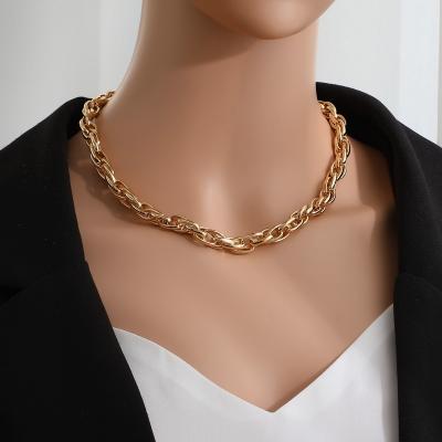 China Other Trendy Punk Metal Jewelry For Women Gold Crude Twist Chain Choker Necklace for sale