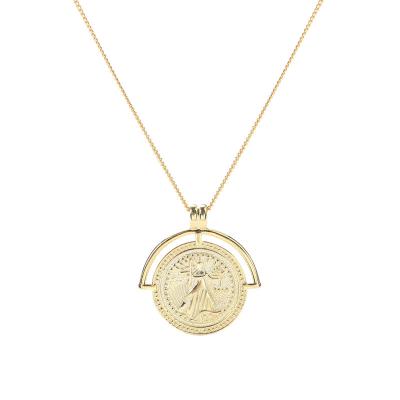 China Other Best Price S925 Sterling Silver Portrait Design K18 Gold Coin Necklace For Women Jewelry for sale