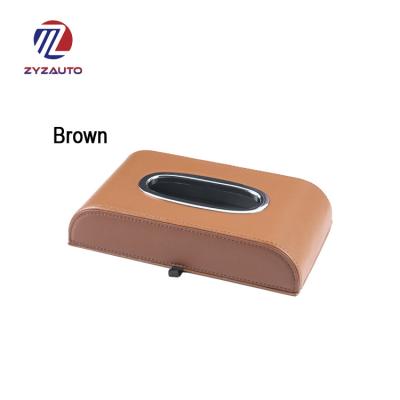 China Luxury Business / ZY Customize Car Tissue Box Holder Magnetic Bottom Non-Toxic Leather Automotive Decorate Facial Tissue Box Case for sale