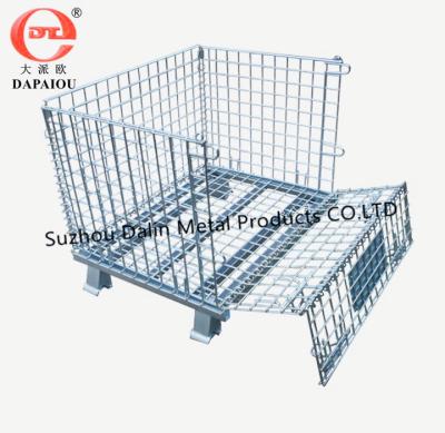 China Steel Narrow Folding Wire Cage Collapsible Wire Storage Cage Warehouse Cage for sale