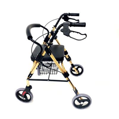 China Wholesale Adults Aluminum Outdoor Lightweight Aluminum Frame Folding Elder Walker Foldable Upright Rollator For Elders for sale