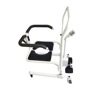 China Lift: Q235 Steel Wheel Medical Toilet Chair Motion Nursing Hydraulic Lift Commode Elderly Patient Transfer Chair for sale