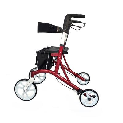 China New Custom Aluminum Foldable Light Weight Aluminum Adults Elderly Walker Seat Upright Rollator for sale