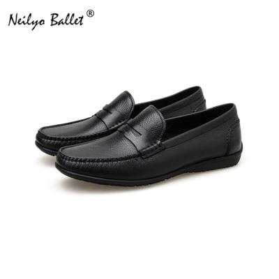 China Anti-Smell Non Slip Custom Cow Leather Penny Loafers Shoes Breathable Black Man Loafer For Work for sale