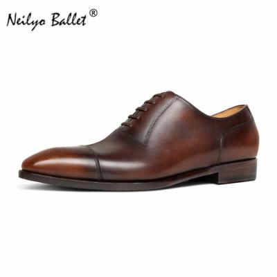 China High Quality Italian Genuine Leather Men's Shoes Oxford Design Leather Stylish Shoes Sweat-absorbent Uppers From China Factory for sale