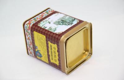 China Golden Antique Coffee Tin Box Packaging , Rectangular Metal Tins for sale