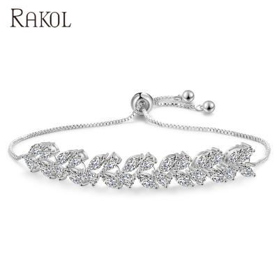 China RAKOL BP2160 New Design Bracelet AAA CLASSIC Irregular Adjustable Zircon Gold Plated Bracelet For Women for sale