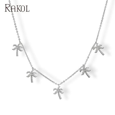 China 2021 New Women's Coconut Tree Five Pendant Necklace RAKOL NP5034 for sale