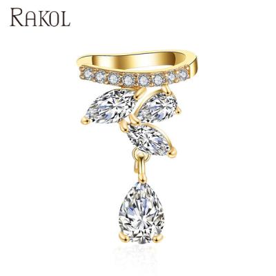 China RAKOL EP2277 CLASSIC Clip On Ear Fashion Drop Earrings 18K Rhodium Gold Plated Women Accessories 2021 for sale