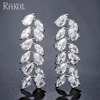 China Hypoallergenic RAKOL EP2464 CZ Teardrop Jewelry Gold CLASSIC Stud Earrings Tassel Earrings for sale