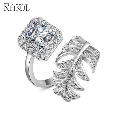 China FASHIONABLE CZ Crystal Ring Wedding Engagement White Gold Zircon RAKOL RP2032 Bridal Jewelry for sale