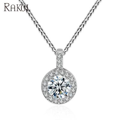 China FASHIONABLE RAKOL NP060 Sterling Zircon Necklace Accessories Silver Adjustable Necklace for sale