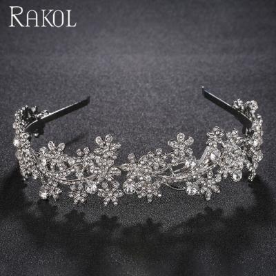 China Custom Crown Tiara RAKOL HA006 Hair Jewelry Beauty Queen Pageant Crowns Beautiful Large For Sale for sale