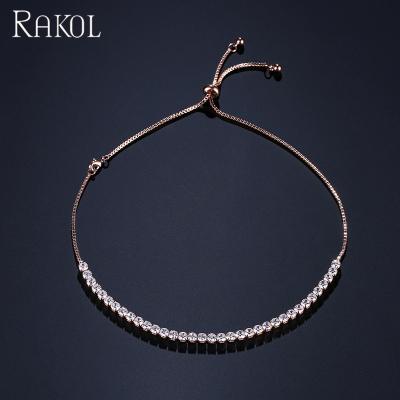 China RAKOL NP100 CLASSIC Zircon Tennis Fashion Adjustable Necklace Women's CZ Jewelry for sale