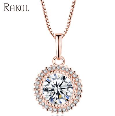 China RAKOL APCZN135 CLASSIC European Zirconia Simple Design Full CZ Crystal Zircon Statement Necklace for sale