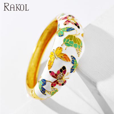 China RAKOL EN008 CLASSIC Hot Sale Design Butterfly Pattern Luxury Gold Plated Stainless Steel Enamel Jewelry Set for sale