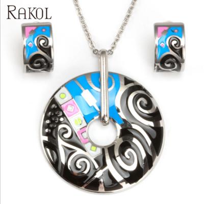 China RAKOL EN001 CLASSIC factory sales enamel jewelry Dulhan customize women enamel jewelry sets for sale