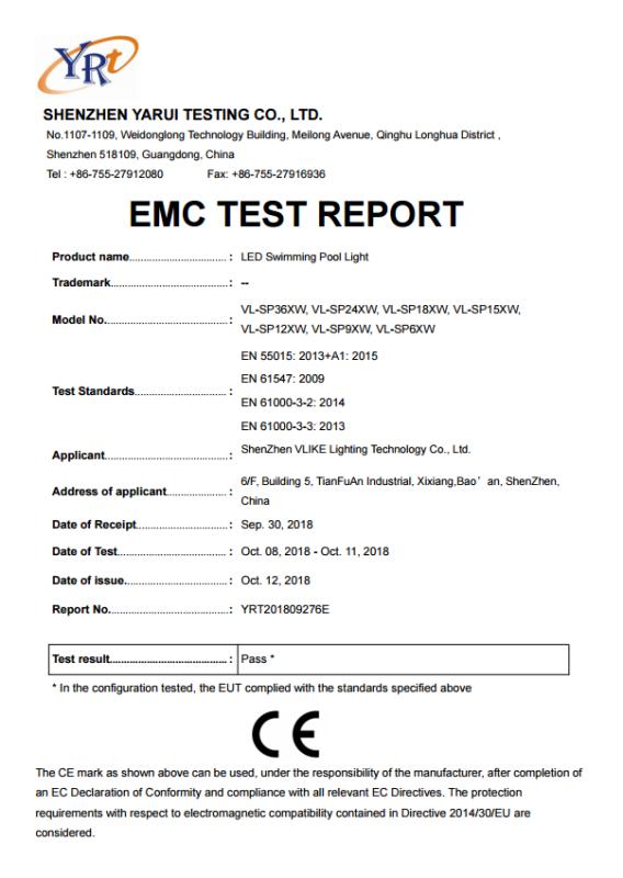 EMC - Shenzhen VLIKE Lighting Technology Co., Ltd.