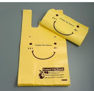 China BIODEGRADABLE 100% Biodegradable Vest Bag, T-Shirt Shopping Packaging Bag, Compostable Plastic Bag for sale