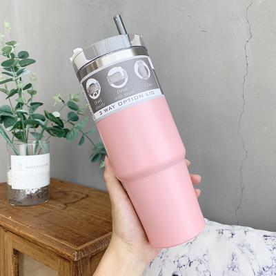 China Disposable Adventure Vacuum Reusable Double Wall Vacuum Tumbler Insulated Tumbler Coffee Cups With Straw for sale