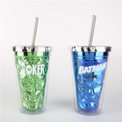 China 16oz disposable plastic umbler cup nsulated tumbler travel mug with lid and plastic straw tumbler for sale