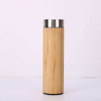 China Sustainable Wholesale Stainless Steel Bamboo Water Bottle 450ml Double Wall Bamboo Thermos for sale