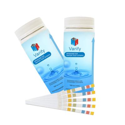 China Human use 8 in1 Drinking Water Test Strip PH Bromine Water Quality Test For Aquarium Fish Tank Pool Water Test Strip for sale