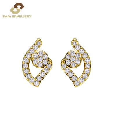 China Cute Lightweight Saudi Arabia 14K 18K Gold Micro Setting In Wax Zircon Engagement Clip On Earring Jewelry for sale