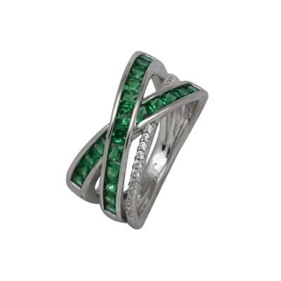 China Female Wedding Ring Jewelry 925 Sterling Silver Trendy Irregular Green Zircon Jewelry for sale