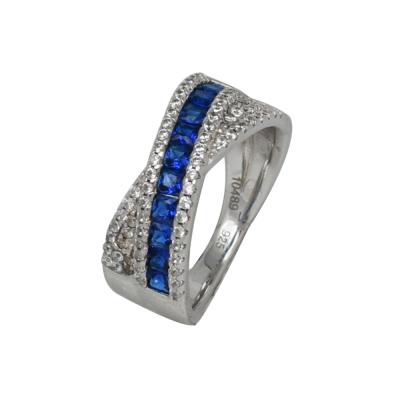 China TRENDY Sapphire Rings Women Men Pave Cross Band 925 Silver Curve Name Jewelry Customized Ring for sale