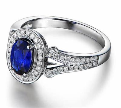 China High Quality Fashion 925 Sterling Silver Jewelry Band Ring Fork Setting Sapphire Blue Women Ring Jewelry for sale