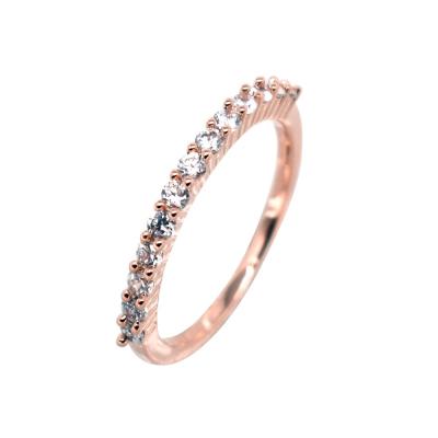 China TRENDY Women's Three Color of Jewelry 925 Sterling Silver Half Eternity Wedding Rose Gold Band Rings for Women for sale