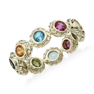 China Amazon Hot Sale Vintage Rainbow Multi Color Stone Jewelry 925 Sterling Silver Zircon Band Rings For Women for sale