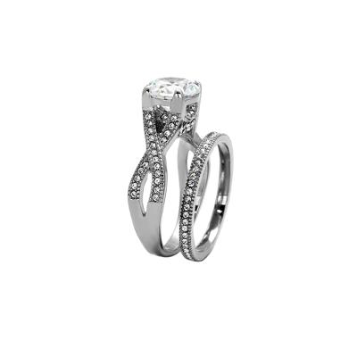 China Charm CLASSIC large Diamond Antique Romantic Diamond 925 Sterling Silver Wedding Rings Set for sale