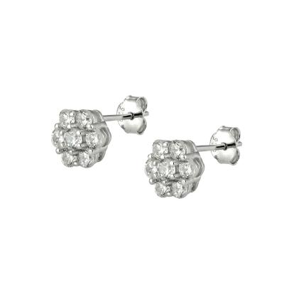 China TRENDY Sparkle Bling Cluster CZ Flower Shape Earrings Stud Screw Back 925 Earrings For Women for sale