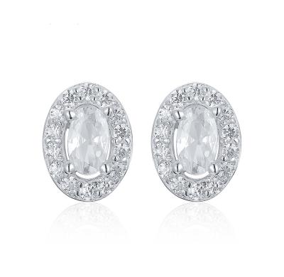 China CLASSIC Minimalist Kids Oval CZ Stud Sterling Silv 925 Mini Stud Earrings for sale