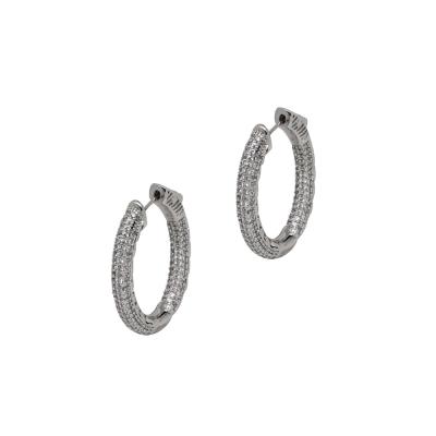 China Hiphop Big Size Circle Earring Micro Earring Setting Pave 925 Sterling Silver Hoop Earring Jewelry for sale