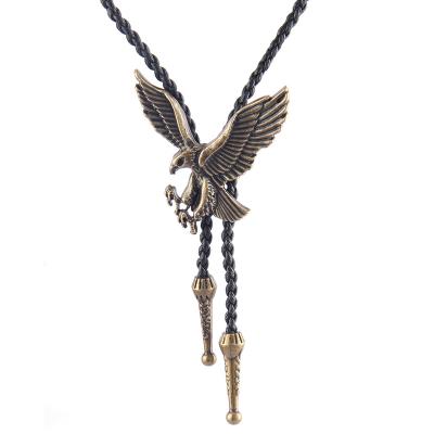 China American And American Bolo Leather Necklace Leather Necklace Eagle Bolo Tie Sweater Necklace Pendant European Jewelry Woven Necklace for sale