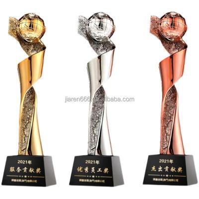 China Creative Competition Trophy New Gold Metal Resin Education Staff New Laser Engraving Dance School Award Presentation Ceremony Trophy for sale