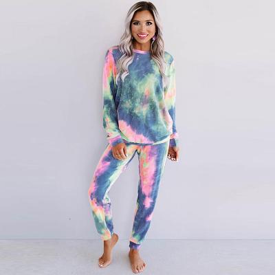 China New Arrivals QUICK DRY 2021 Tie Dye Women Home Wear Conjunto Gym Wear 2 Pieces Set Outfits And Casual Sleepwear For Ladies for sale